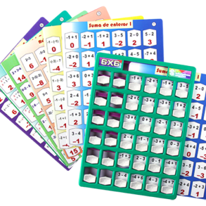 Tablero 6x6 con recta numérica y 6 tarjetas